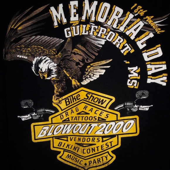 VINTAGE Black Graphic T-Shirt Sz XL Biker Blowout - Picture 5 of 8